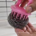 Stainless Steel Scourer with Plastic Handle